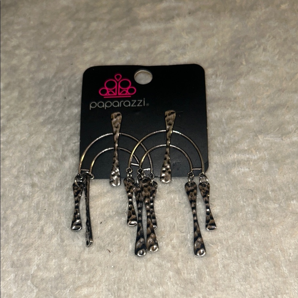 Paparazzi Textured Silver Dangle Earrings